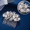 Foyte Crystal Wedding Hair Comb Pearl Bride Headpiece Silver Rhinestone Hair Piece Bridal Side Hair Accessories for Women and Girls