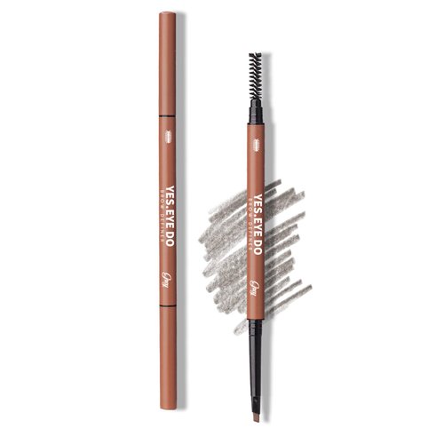 Gray Eyebrow Pencil for Older Women, Dual-ended Eyebrow Pencil Waterproof with Brush Spoolie, Automatic Eye Brow Makeup Pen for Precise Defination, Long lasting and Smudgeproof,Grey, YES.EYE DO