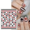 JMEOWIO 8 Sheets Poker Nail Art Stickers Decals Self-Adhesive Pegatinas Uñas Black Red Heart Nail Supplies Nail Art Design Decoration Accessories