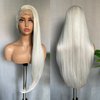 SOKU 13x4 Synthetic Lace Front Wigs Light Grey Long Straight Wigs with Baby Hair 32 Inch Free Part Lace Front Wigs Pre Plucked Heat Resistant Fiber Hair for Fashion Women
