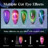 MIZHSE 9D Cat Eye Gel Nail Polish 8x10ML, Dual Color Galaxy Magnetic Nail Polish Gel, Magic Cateye Chameleon DIY Nail Art Manicure Set for Home with Magnet Stick