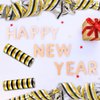 Riceshoot 6 Rolls New Years Eve Metallic Streamers, Happy New Year 2025 Party Supplies Black Gold Silver Hanging Swirls for New Year Christmas Home Birthday Party Decorations