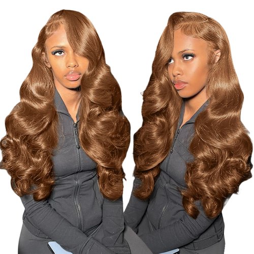 Chocolate Brown Body Wave Lace Front Wig Human Hair 180% Density 24 Inch 13x4 HD Lace Frontal Wigs Human Hair Glueless Human Hair Wigs for Black Women 4# Brown Human Hair Wig