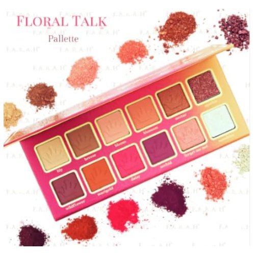 F.A.R.A.H Floral Talk Eyeshadow Palette with Built-In Mirror - Full 12 Color Palette - Complete Eyeshadow Kit