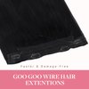 GOO GOO Wire Hair Extensions Real Human Hair, 16inch 95g Jet black, Invisible Wire Hair Extensions with Transparent, Seamless Fish Line Hairpiece, Straight Remy Hair Extensions