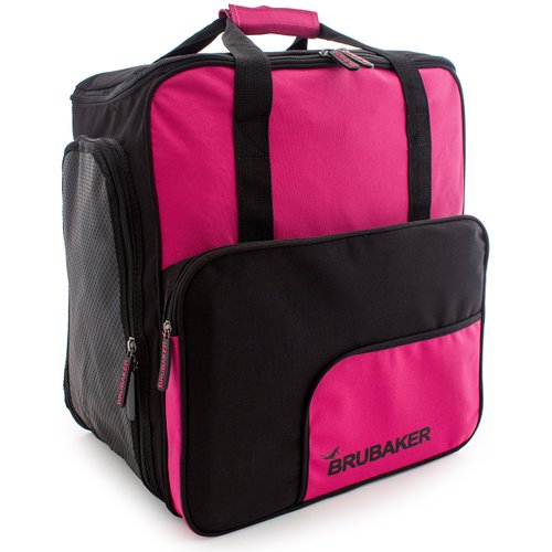 BRUBAKER Superfunction -Limited Edition - Combo Ski Boot Bag and Ski Bag for 1 Pair of Ski, Poles, Boots and Helmet - Dark Pink Black