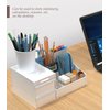Makeup Desk Cosmetic Storage Box Organizer with Drawers for Dressing Table, Countertop, Bathroom Counter, Elegant Vanity Holder for Brushes, Eyeshadow, Lotions, Lipstick and Nail Polish (White)