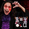 Black White Red Cream Face Body Paint Set + Halloween Vampire Teeth + Washable Fake Blood, Body Painting Kit for Halloween Clown Makeup, Cosplay, Costume, SFX Special Effect, Theme Parties