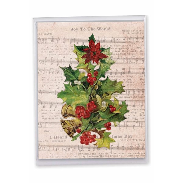The Best Card Company - Big Merry Christmas Greeting Card (8.5 x 11 Inch) - Jumbo Nature Card for Groups, Happy Holiday Stationery - Holly Notes Small Bells J6650BXSG