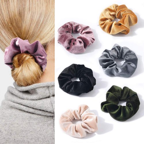 Velvet Scrunchies Hair Ties Women - 6 Pack Big Vsco Girl Stuff Scrunchy for Hair Scrunchie Holder Elastic Bands With Zipper Pocket Gift For Friends