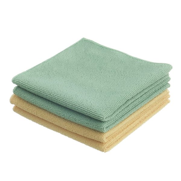Superio Microfiber Cleaning Cloth for, Cars, Kitchen Cleaning Rags for Housekeeping, 16" Absorbent Micro Fiber Towels for House, Bathroom All-Purpose Streak-Free lint-Free Wash Cloths (4 Yellow/Green)