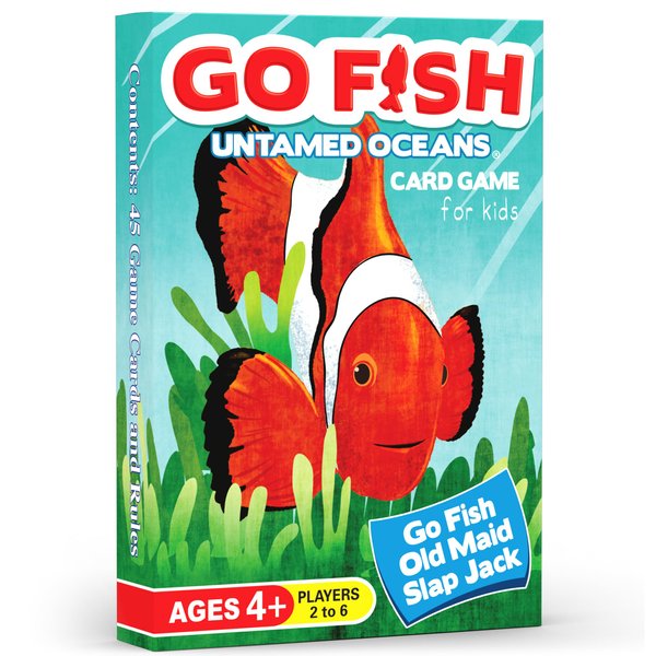 Arizona GameCo GO Fish Untamed Oceans Card Game for Kids Age 4-8 | Play Go Fish, Old Maid and Slap Jack Using The Same Deck | Easy to Learn | Fun Gift Boy, Girl
