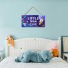 YuplaN Outer Space Little Man Cave Wooden Plaque Boys Spaceman Bedroom Decor Hanging Sign Wall Door Nursery Accessories 5 X 10 Inches