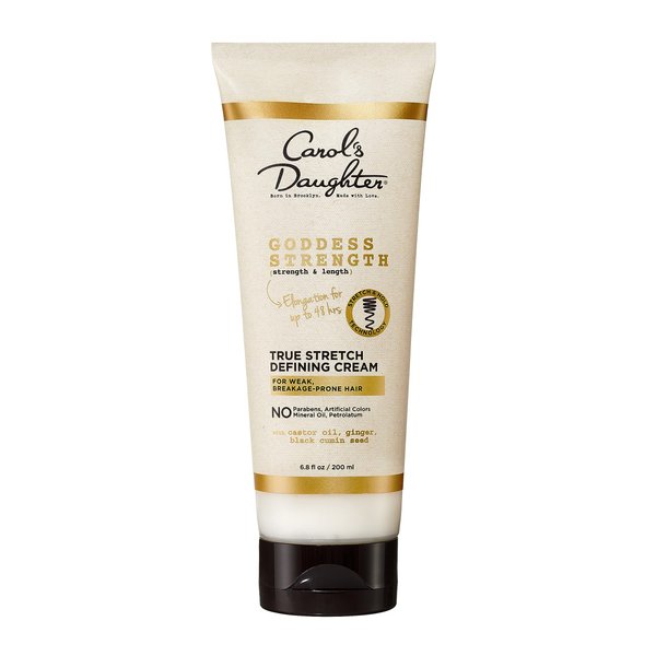 Carol's Daughter Goddess Strength True Stretch Defining Hair Cream For Wavy, Coily and Curly Hair, Curl Defining Cream with Castor Oil for Weak Hair, 6.8 Fl Oz