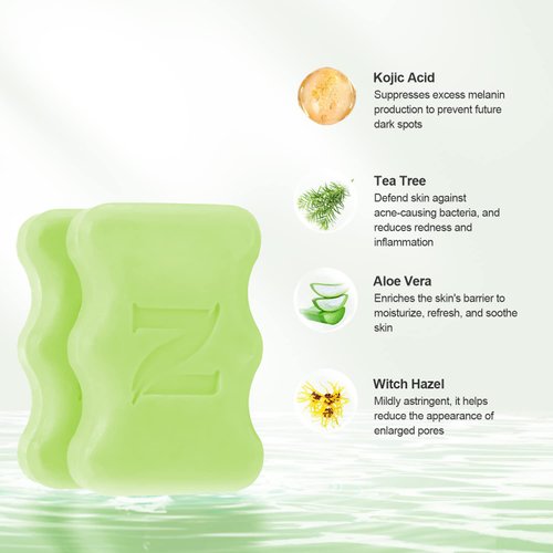 Neutriherbs Kojic Acid Soap,Anti Acne Beauty Soap for Body & Face, Brighten, Smooth Skin Soap Bar, Gently Handle Acne,Skin Irritations,Dark Skin - Tee Tree Scent,100g x 2 Bars