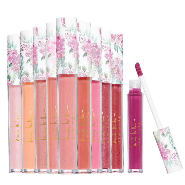 Nicole Miller Lip Gloss Collection, 10 Count (Pack of 1), Flowery Pink