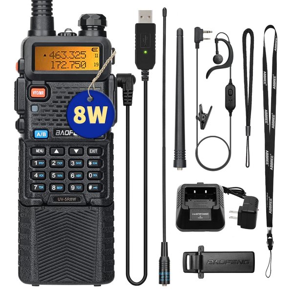 BAOFENG UV-5R 8W Ham Radio High Power Dual Band Portable Two Way Radio Long Range Rechargeable Handheld Radio (Black-1Pack)…