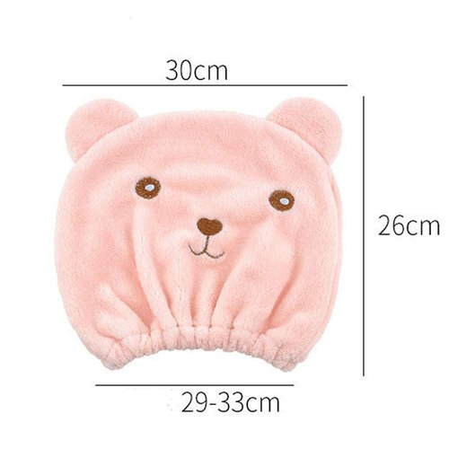 Teensery 2 Pcs Hair Dry Towels Cartoon Bear Dry Towel Hat Cute Quick Drying Bath Towel Wrap Ultra Soft Absorbent Hair Dry Hat Cap for Women and Girls (Blue and Pink)