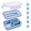 Jeopace Bento Box for Kids Lunch Containers with 4 Compartments Kids Bento Lunch Box Microwave/Freezer/Dishwasher Safe (Flatware Included,Light Blue)