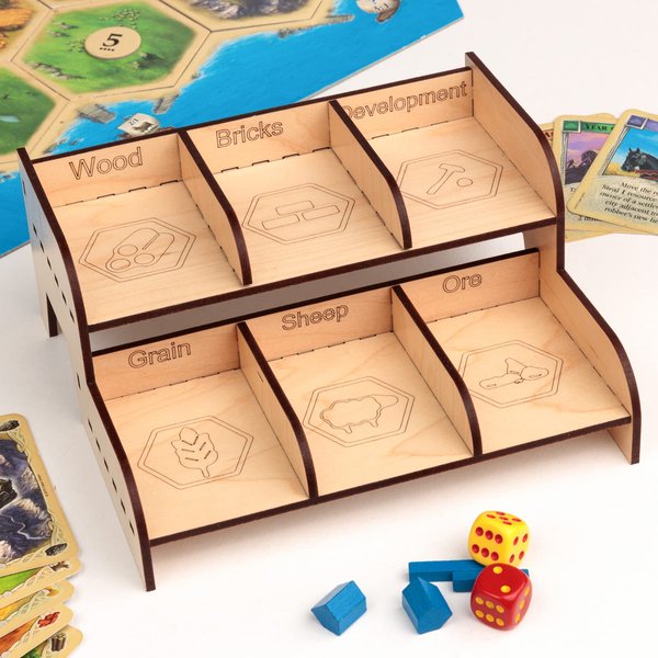 Catan Card Deck Holder - Maple Wood