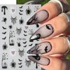 6 Pcs Spider Ghost Nail Stickers for Nail Art, Crystal Diamond Spider Design Nail Decals Spider Web Bloody Bat Nail Design Classic Halloween Nail Art Decoration for Women Halloween DIY Manicure Salon