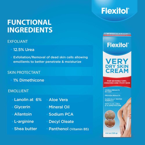 Flexitol Very Dry Skin Cream,Rich Moisturizing Body Cream with Urea, 4.4 Ounce Tube
