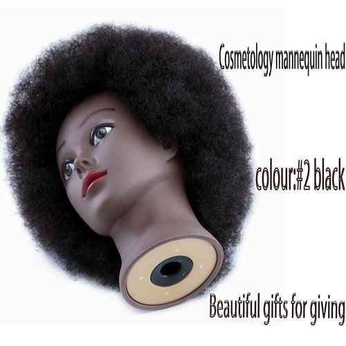Simnient African Mannequin Head with 100% Human Hair Mannequin Head Curly Cosmetology Afro Mannequins Heads with Stand for Display Practice Braiding Styling Training Head Hair Styling With Gift