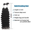 Deep Wave Bulk Braiding Hair Bundles - 25% Human Hair Mixed Hair Bundles For Human Braiding Hair No Weft 160g (1 Pack—2 Bundles) Boho Braids Wet and Wavy Synthetic Hair Extensions(20 Inch, 1B)