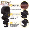 QTHAIR 12A Grade Brazilian Virgin Hair Body Wave 3 Bundles With Lace Closure Unprocessed Human Hair Extensions Weave Natural Color (12 14 14+10 Inch Closure, Middle Part)