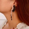 Denifery Rhinestone Wedding Earrings Crystal Dangling Earrings for Women Boho Statement Stud Earrings Bling for Brides Bridesmaid (Black)