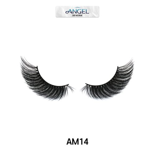 Laflare 3D MINK ANGEL Eyelashes, Soft, Feather-Light, Double-Layer, Voluminous, Glamorous, Fluffy, Striking Look, Reusable Premium Quality False Mink Lashes (AM14)