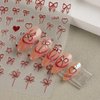 4 Sheets Embossed Bow Nail Stickers,Cute Bows Ribbon Nail Art Stickers Pink Red White French Bowknot Star Heart Nail Decals Y2K Butterfly Sticker Nails for Nail Design Nail Decor Nail Art Supplies