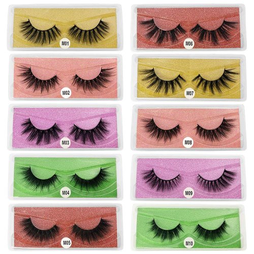 HBZGTLAD Wholesale Eyelashes 10/20/30/40/50/100 Pairs Faux 3D Mink Lashes Natural False Eyelashes Makeup Cilios Thick Mink Eyelashes In (mix 10pair)