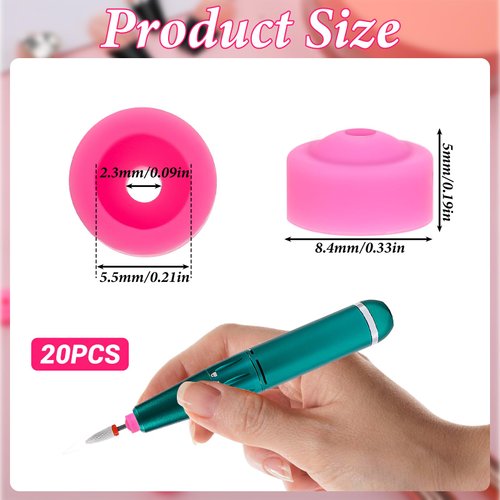 20 PCS Drill Nail Dust Collector Pink Dustproof Protector Caps Nail Art Tools Drill Dust Collector Nail Filer Plastic Cap Nail Art Tools Silicone Dust Stopper for Nail Drill