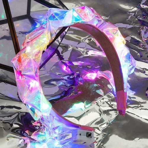 GORTIN Light up Headband LED Hair Band Glowing Braided Hair Hoop Glitter Headpiece Nightclub Party Rave Costume Headwear Hair Accessories for Women and Girls