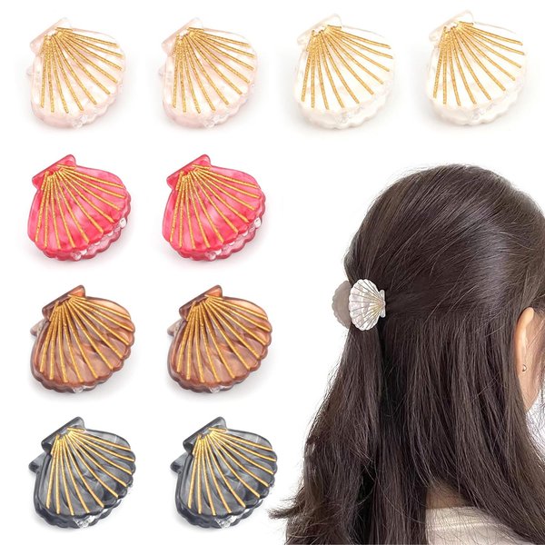 ASUNFO Pack of 10 Mini Seashell Hair Claw Clips Jaw Clip Clamps Mermaid Hair Styling Cilps Accessories for Women Girls Marble Pattern