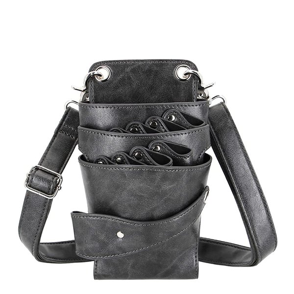Scissors Bag- Soft Leather Salon Barber Hairdressing Scissor Shears Holster Hair Stylist Tools Bag with Waist Shoulder Belt
