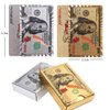 Joyoldelf Playing Cards, 2 Decks of 24k Playing Cards with Dollar Pattern, Waterproof Playing Cards & Flexible Poker with Box - Classic Magic Tricks Tool for Party and Game, 1 Gold + 1 Silver