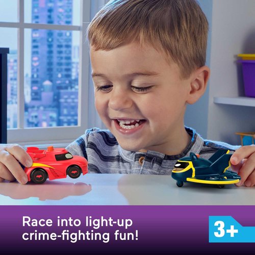 Fisher-Price DC Batwheels Light-Up 1:55 Scale Toy Cars 2-Pack, Redbird and Batwing, Preschool Pretend Play Ages 3+ Years