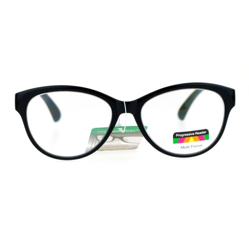SA106 Cat Eye Multi 3 Focus Progressive Reading Glasses Black 1.5