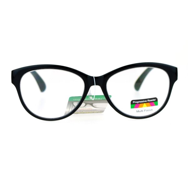 SA106 Cat Eye Multi 3 Focus Progressive Reading Glasses Black 1.5
