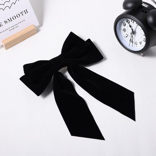 Black Velvet Bow Hair Clips, Classy Women Girls Hair Styling Accessories, Gift Hair Bows for Mom Teen Toddler Girl Stuff, Elegant Headdress Decor, Back to School Outfits, Soft Hair Bow, 1Pack