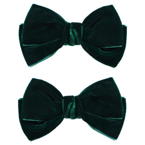 Velvet Hair Bows Dark Green Ribbon Alligator Clip Barrettes Hair Pins 4" Christmas Early Spring Holiday Dress outfit Decor Accessories for Women Toddler Teen Girls Xmas Birthday Gift