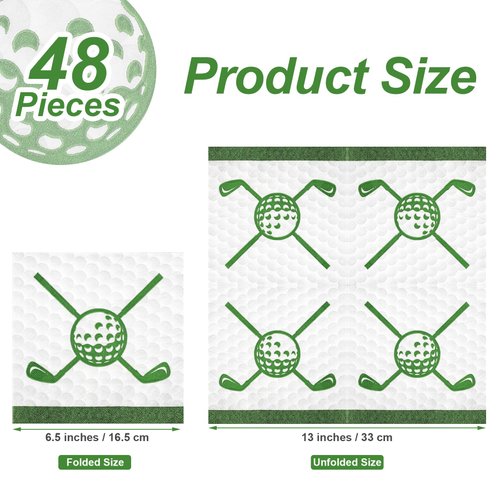 Aodaer 48 Pieces Golf Napkins 13 x 13 Inches Hole in One First Napkins Disposable Golf Cocktail Beverage Paper Napkins for Golf Themed Party Decorations Sports Party Supplies, Birthday Party