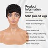 ISHINE Pixie Cut Wigs Human Hair Wigs with Side Bangs… (Black)