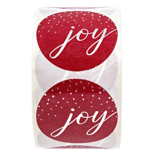 Joy Christmas Stickers / 500 Shiny Holiday Labels / 1.5" Christmas Sticker Envelope Seals/Winter Season Label/Made in The USA