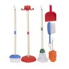 Playkidz Cleaning Role Set for Kids, 6Pcs, Includes Mop, Brush, Broom, Dustpan, and Organizer Stand, Plastic Play Helper Cleaning Toys for Toddlers