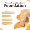 Mamaearth Glow Serum Foundation - Crème Glow Shade | with Vitamin C & Turmeric | Up to 12 Hour Buildable Coverage | Waterproof & Lightweight | 0.61 Fl Oz (18ml)