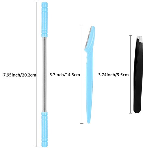 14 Pieces Facial Hair Remover Set Spring Epilator Hair Removal Springs Eyebrow Razors Beveled Tweezers Removes Hairs Women Face Threading Tool