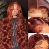 SPOU 30 Inch Reddish Brown 180 Density Body Wave HD Lace Frontal Wigs Human Hair 13X6 Lace Front Wigs Human Hair 350# Body Wave Human Hair Wig Pre Plucked for Women Human Hair Wig